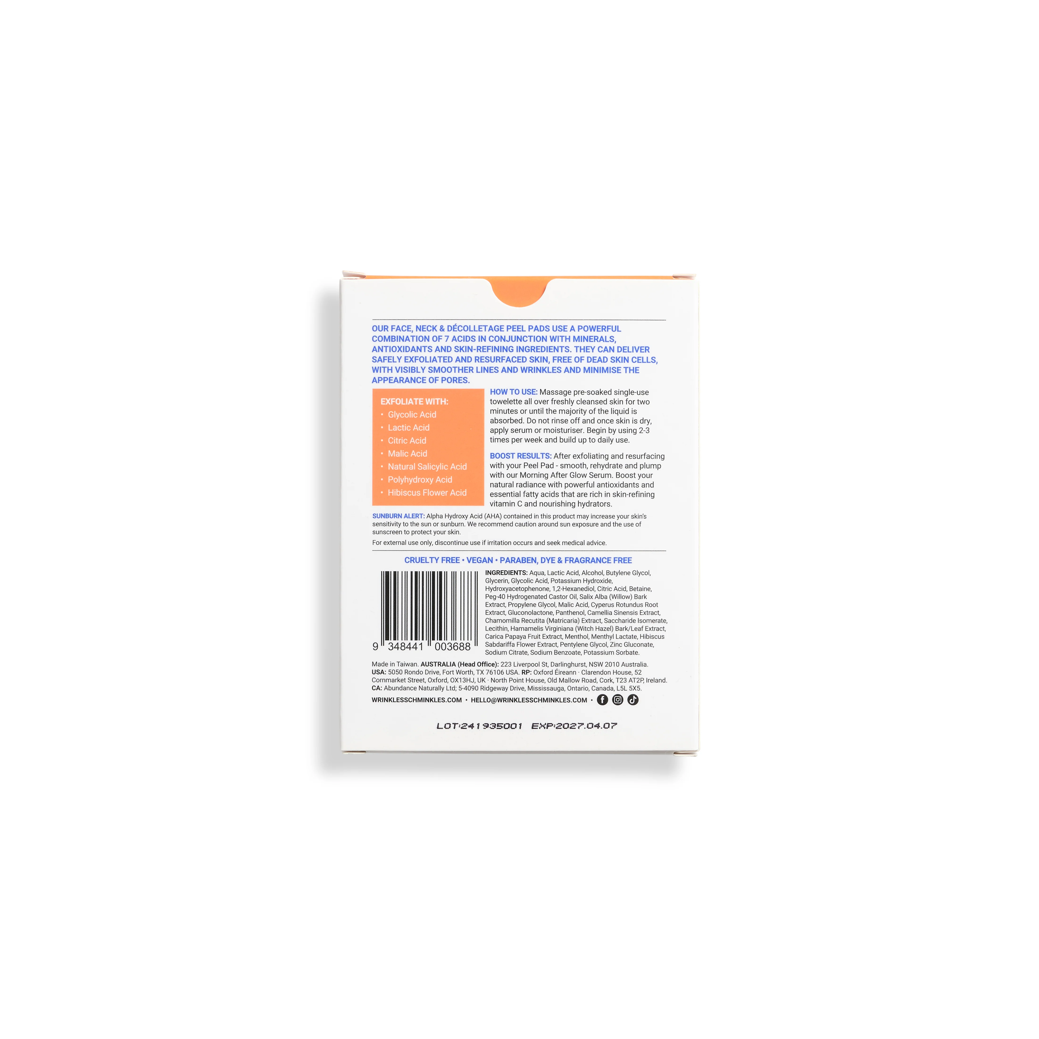 Face, Neck & Décolletage Peel Pads - Set of 5 Towelettes - Image 6